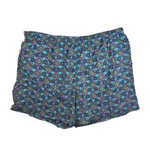 Speedo Vintage 90s Geometric Ikat Print Swim Trunks XL Teal Purple Green